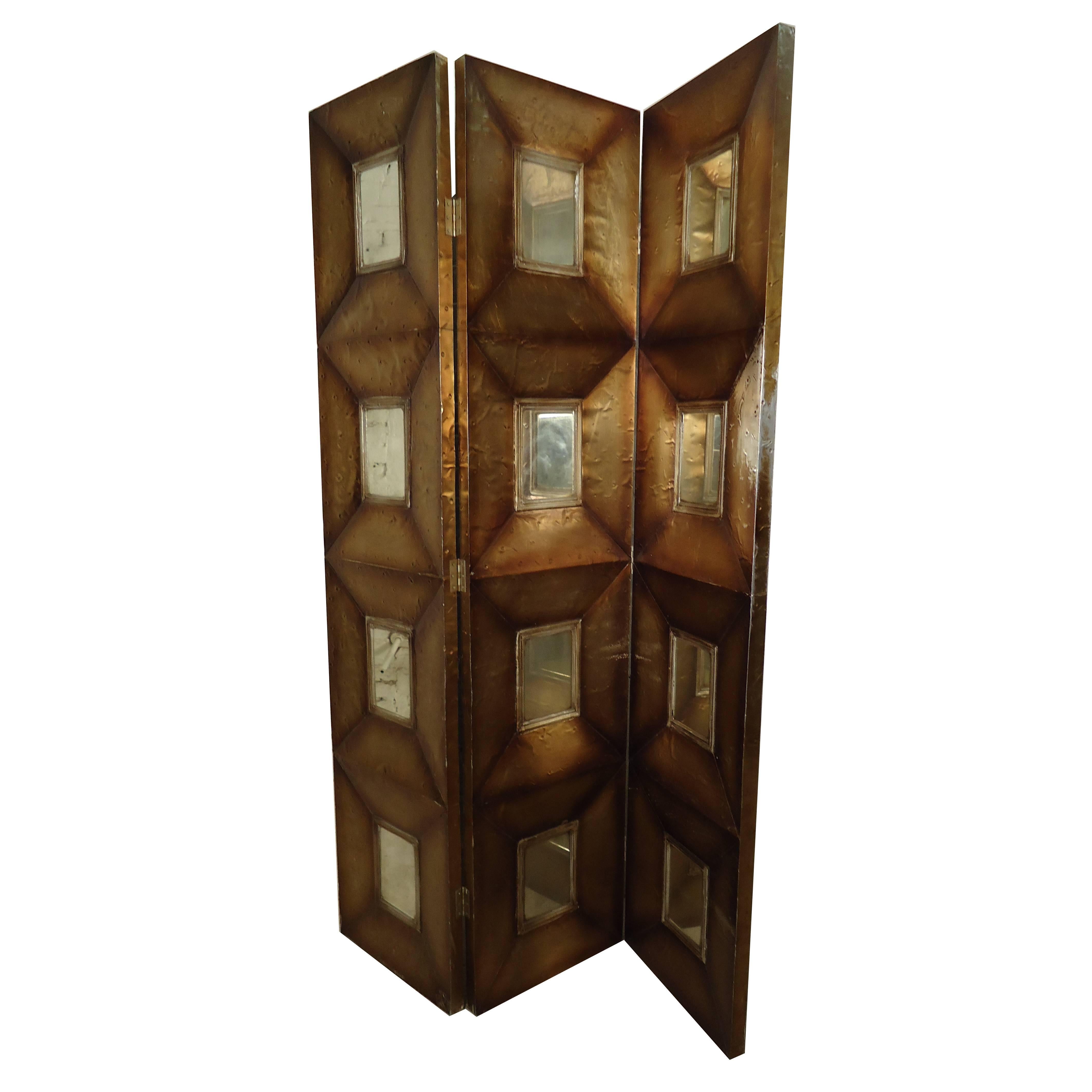Mid-Century Paul Evans Style Mirrored Room Divider