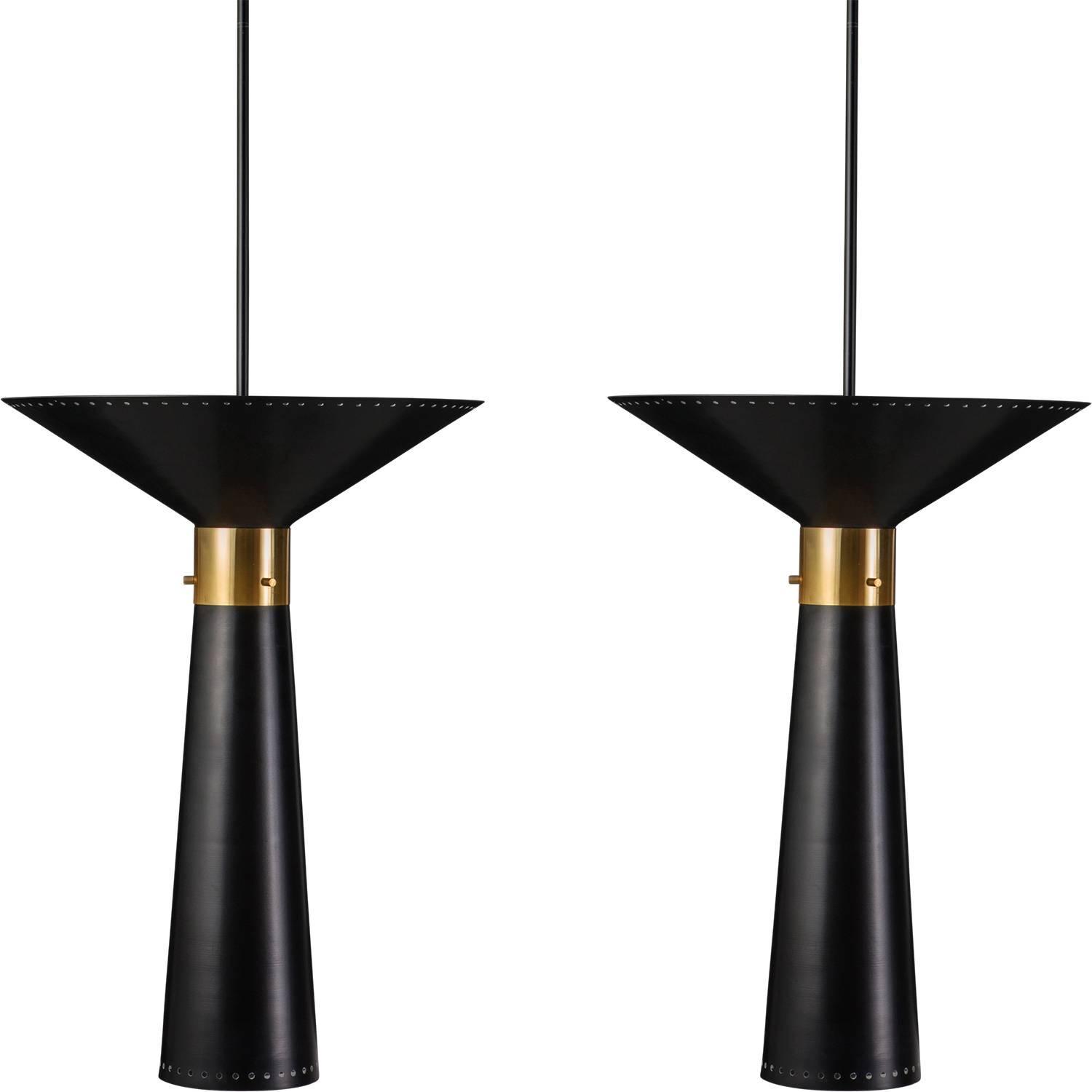 Black Metal / Brass Modern Pendant at 1stdibs