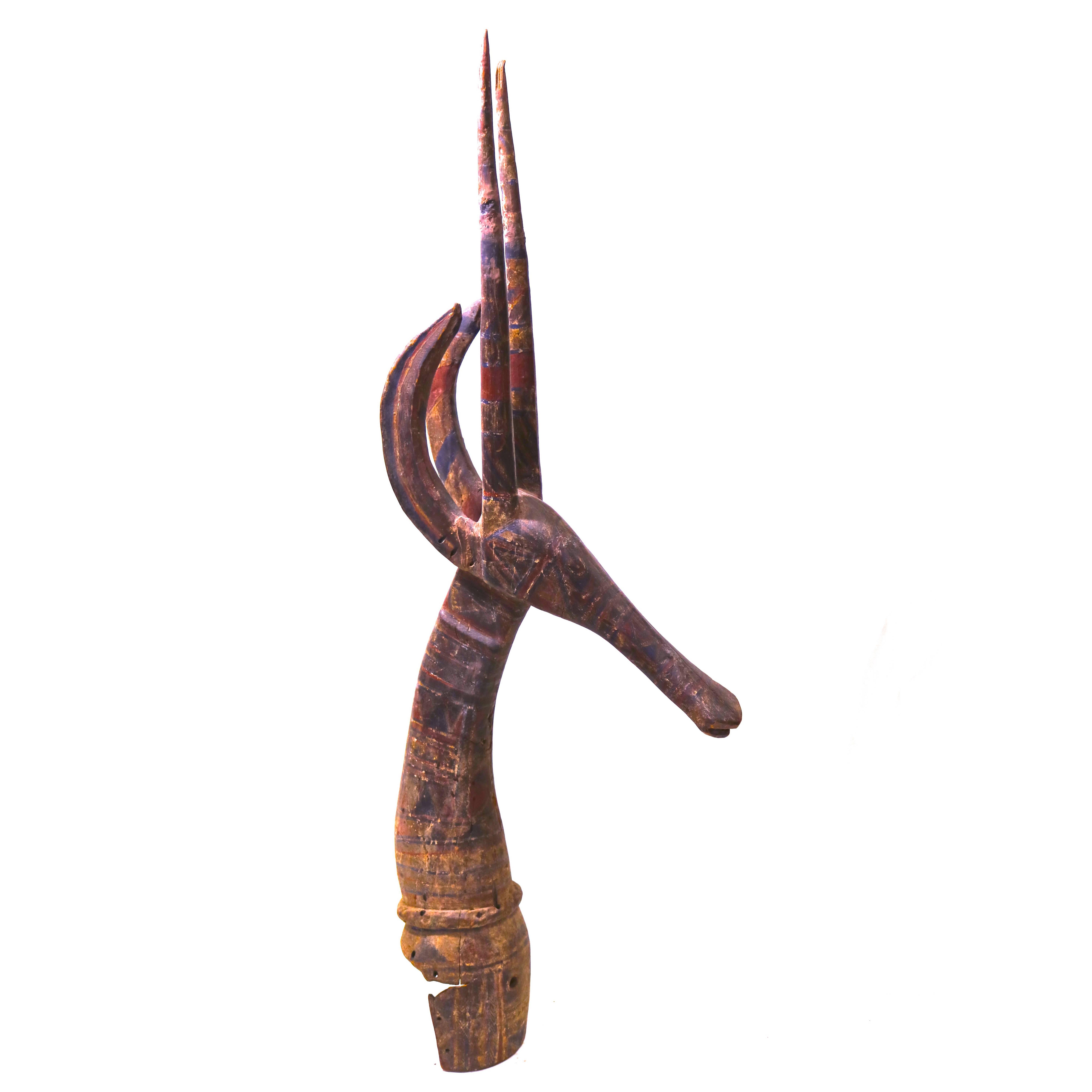 African Bobo Tribe Large 67"
Antelope Tribal Wood, Pigment, Early 20th Century For Sale