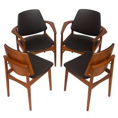 Set of Four Danish Teak Dining Chairs, Arne Hovmand-Olsen