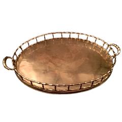 Large Oval Brass Bamboo Tray
