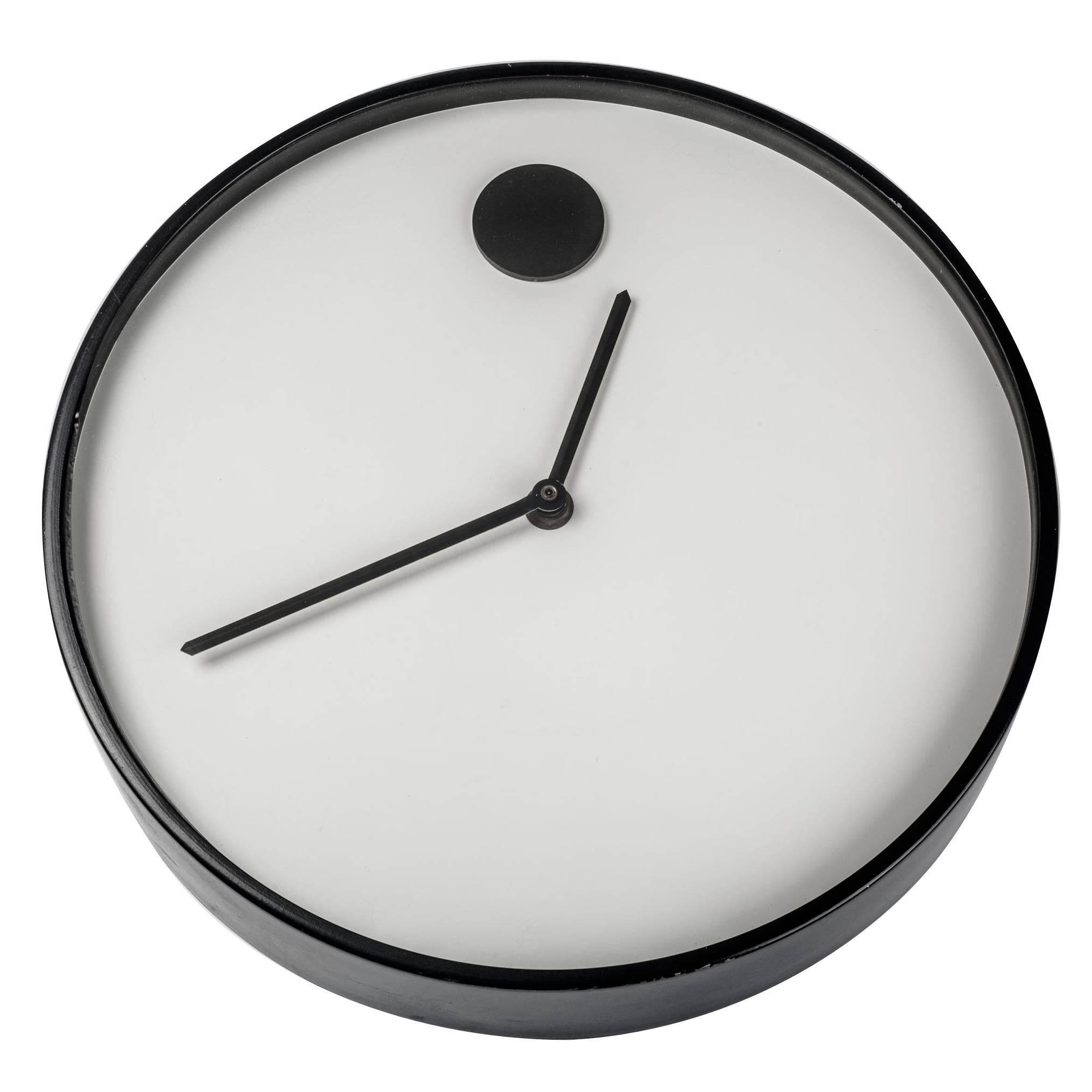 Wall Clock by George Horwitt for Howard Miller, Black & White, Metal and Glass