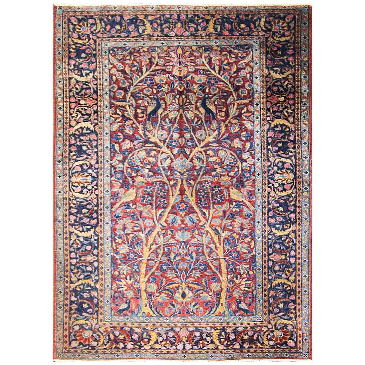Antique Three of Life Manchester Kashan Rug, 3' x 4'10" 