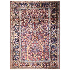 Antique Three of Life Manchester Kashan Rug, 3' x 4'10" 