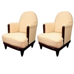 Pair of French Art Deco Club Chairs by Sue et Mare 9