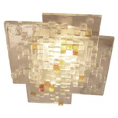 Glass Ceiling Light by Poliarte, Italy, 1960s-1970s