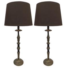 Pair of Spanish 1930s Candlestick Form Table Lamps 8