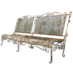 Large French 1900's Iron Garden Bench 5