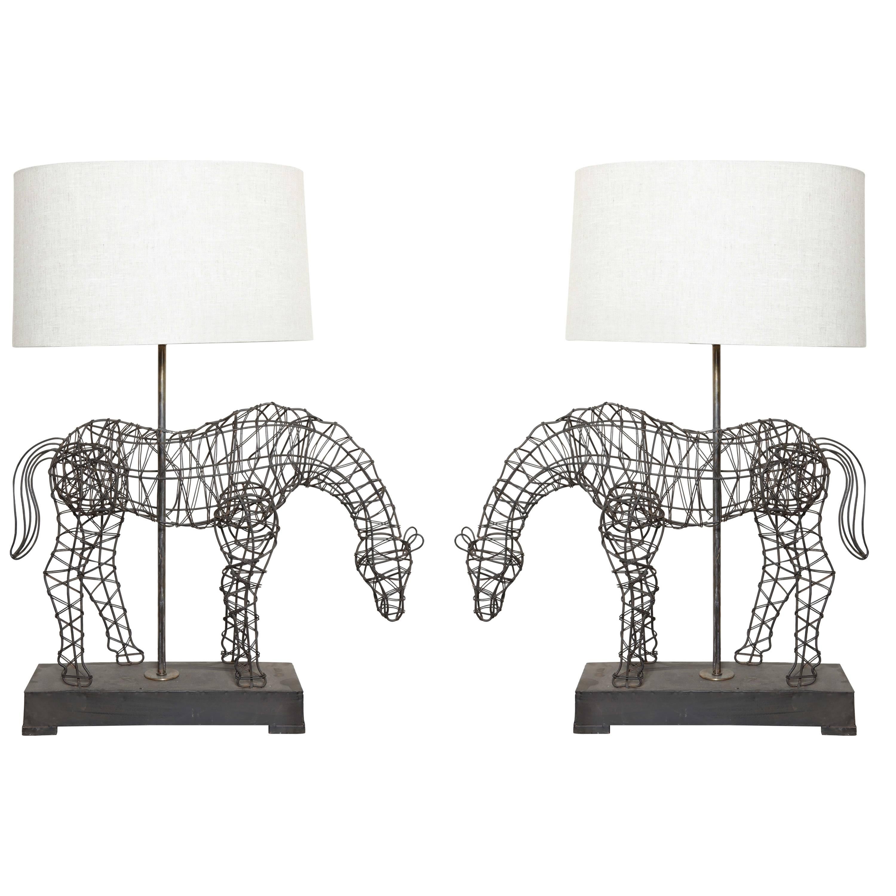Pair of Wire Horses of the Influence of Elizabeth Barrien