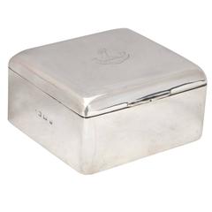 Edwardian Sterling Silver Table Box With Armorial on Hinged Lid 10