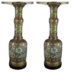 Pair of Large Gilt Bronze and Cloisonne Urn Table Lamps