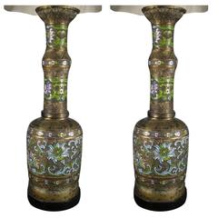 Pair of Large Gilt Bronze and Cloisonne Urn Table Lamps 2