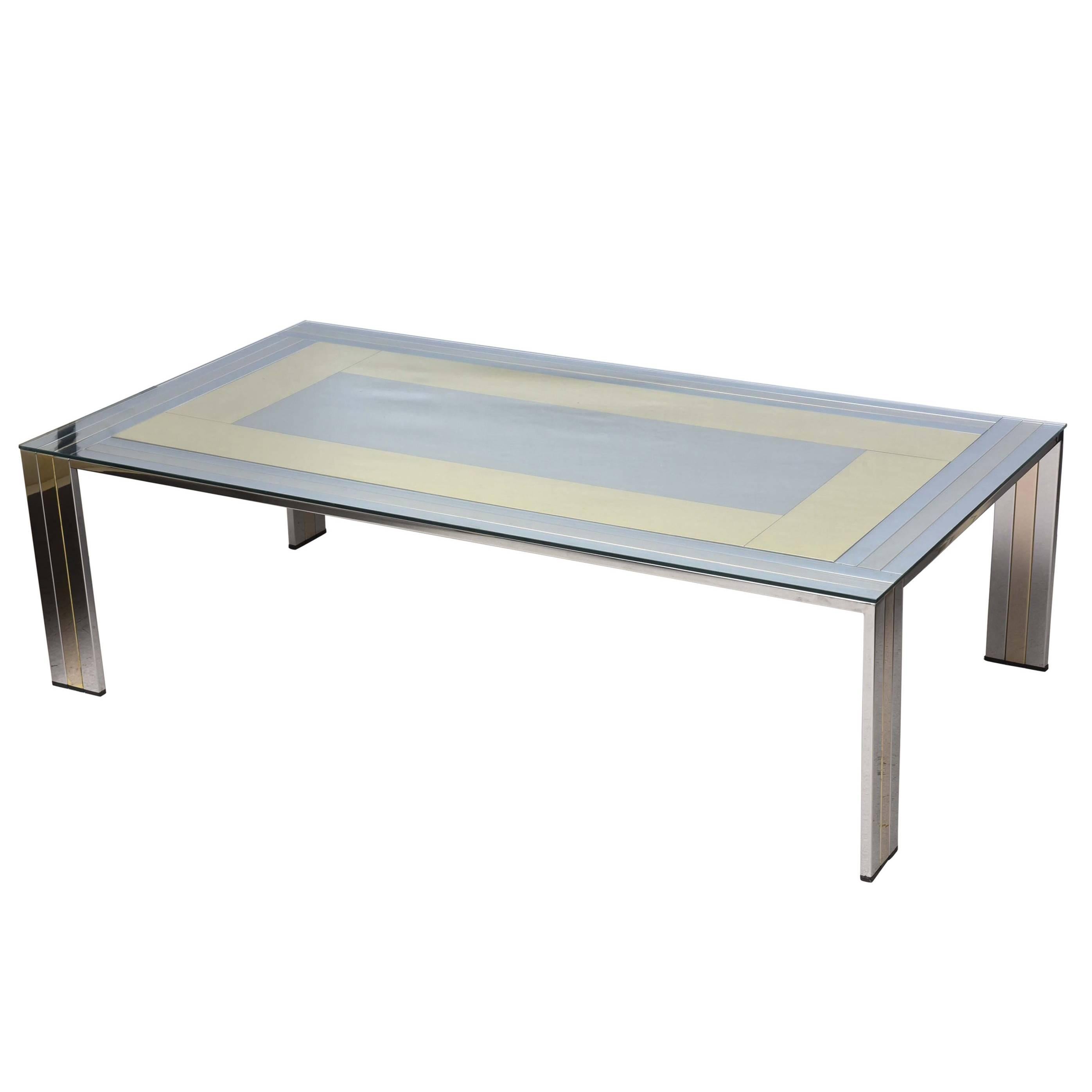 Two-Tone Willy Rizzo Metal Coffee Table