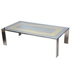 Two-Tone Willy Rizzo Metal Coffee Table