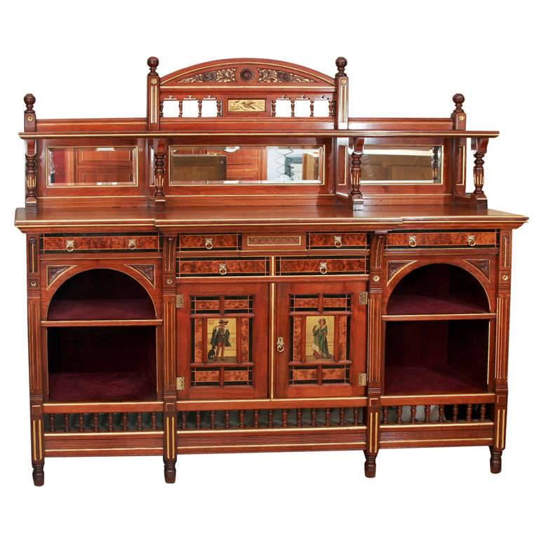 Gillows of Lancaster walnut and thuya wood sideboard, England circa 1877 For Sale