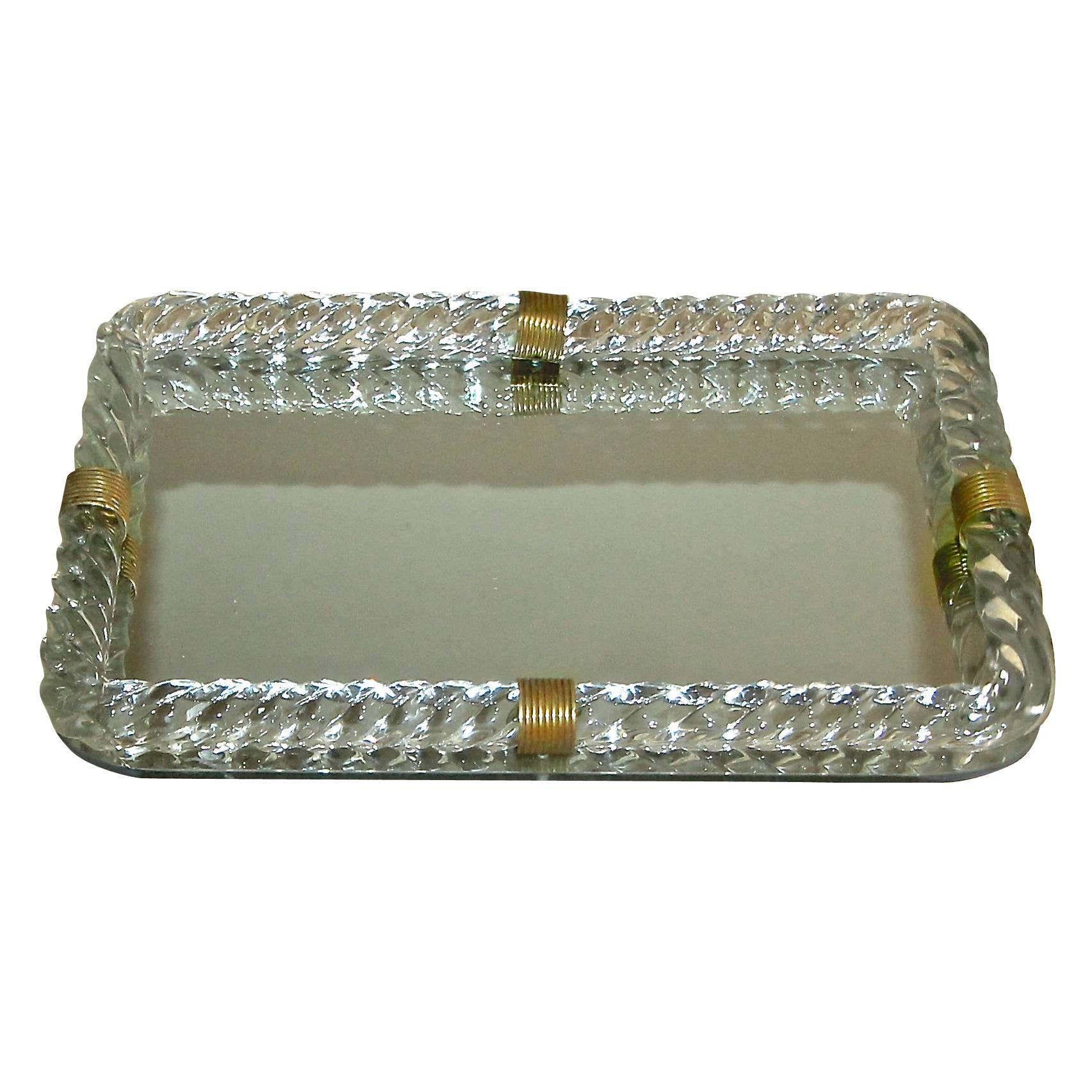 Murano Twisted Glass Rope Mirrored Vanity Tray at 1stdibs