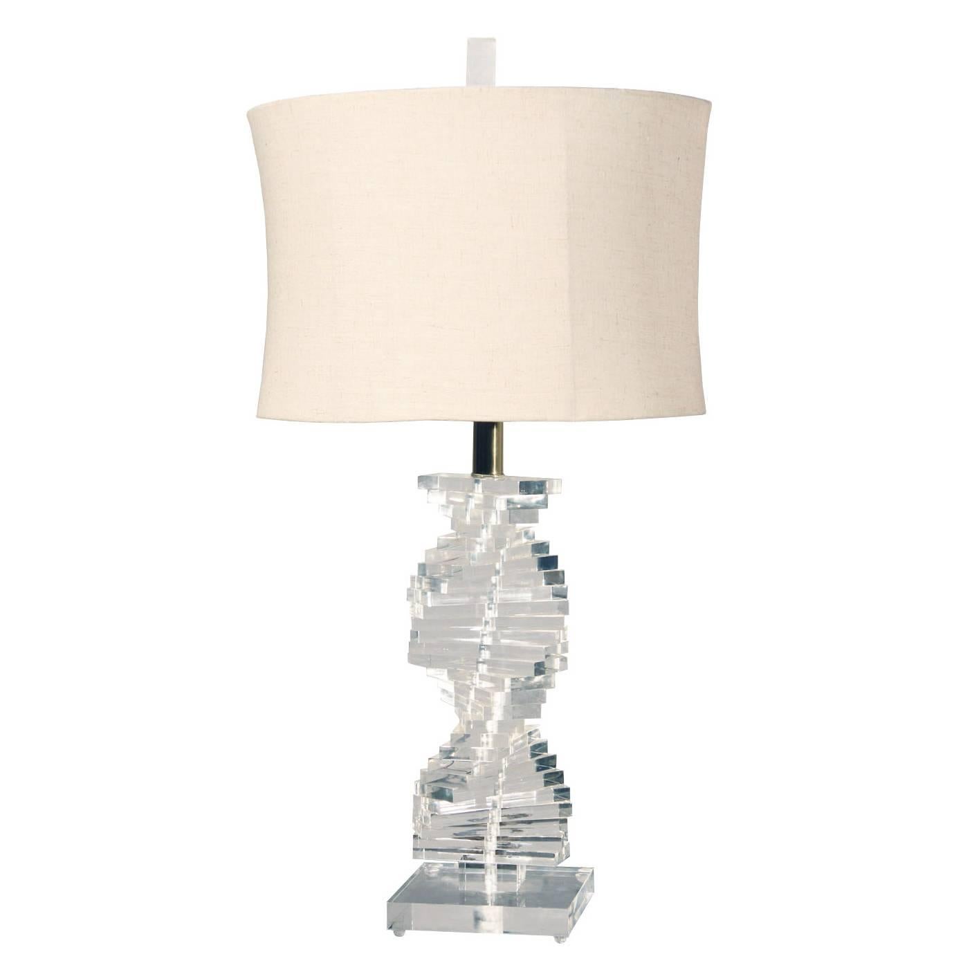 Vintage Helix Spiral Lucite Table Lamp Circa 1970 For At 1stdibs Vintage Helix Spiral Lucite Table Lamp, Vintage Stacked Lucite Table Lamps