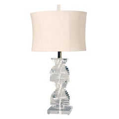 Vintage Helix Spiral Lucite Table Lamp, circa 1970