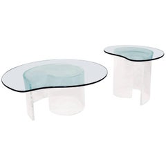 Vintage Hollywood Regency Lucite Snail Coffee and Side Tables