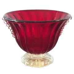 Petite Murano Container in Carmine Red and Gold Powder, Italy, 1950s 11