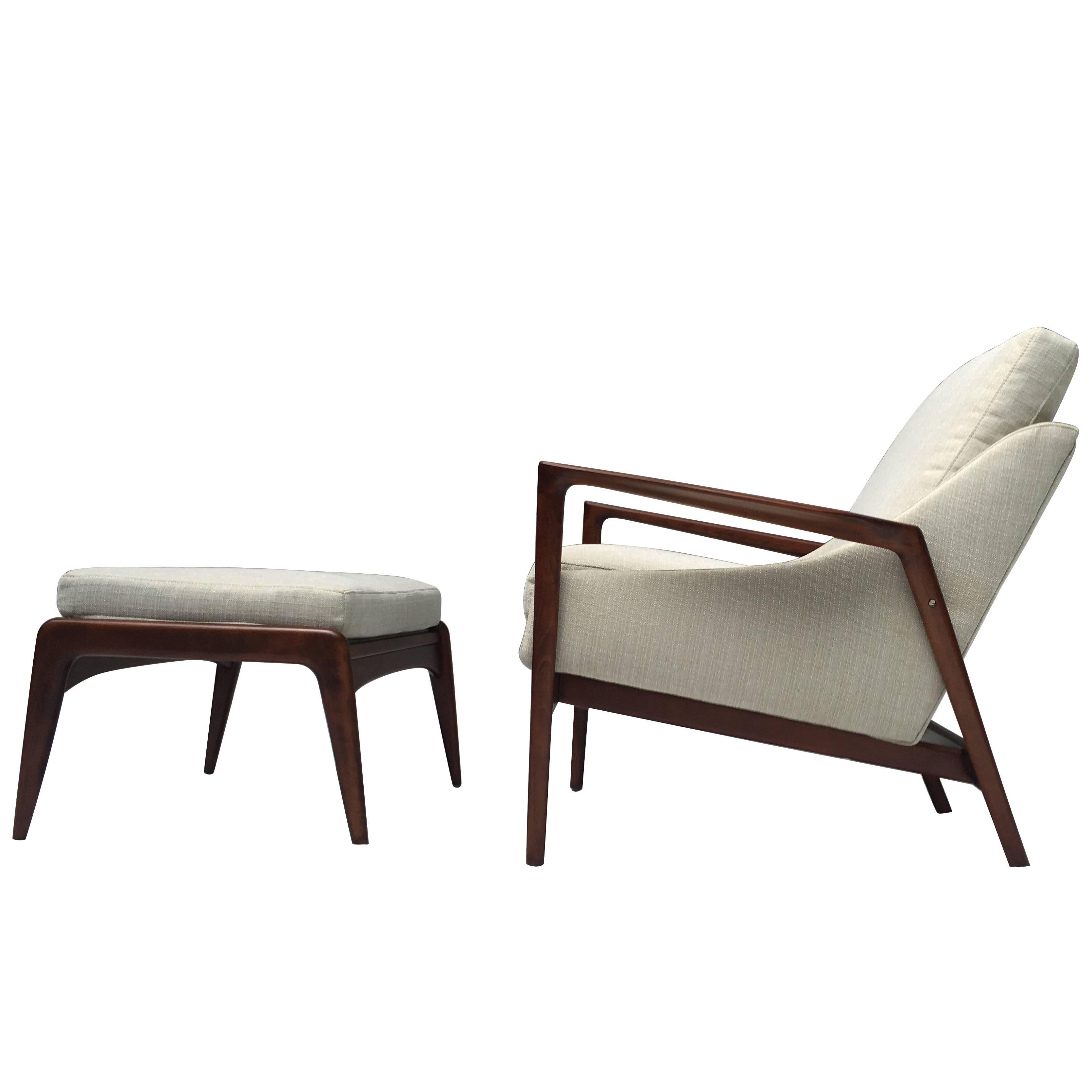 Ib Kofod-Larsen Lounge Chair and Ottoman