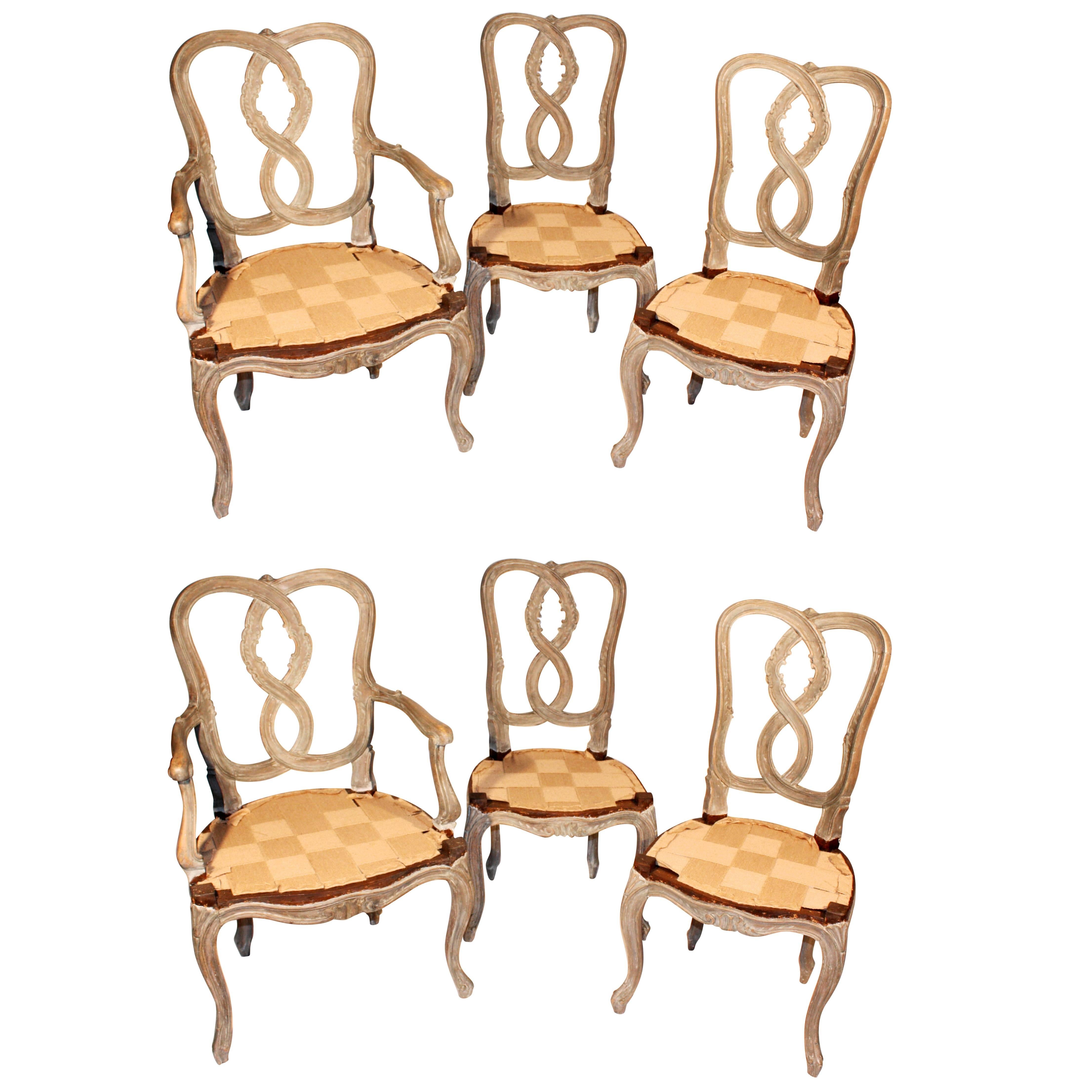 Set of Six Venetian Style Dining Chairs