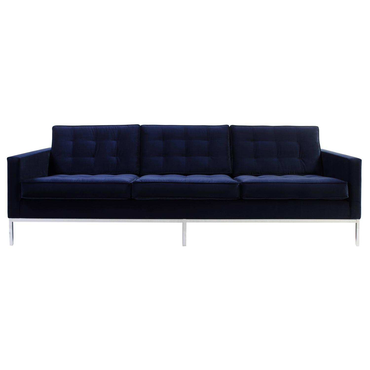 Florence Knoll Sofa In Navy Velvet For At 1stdibs