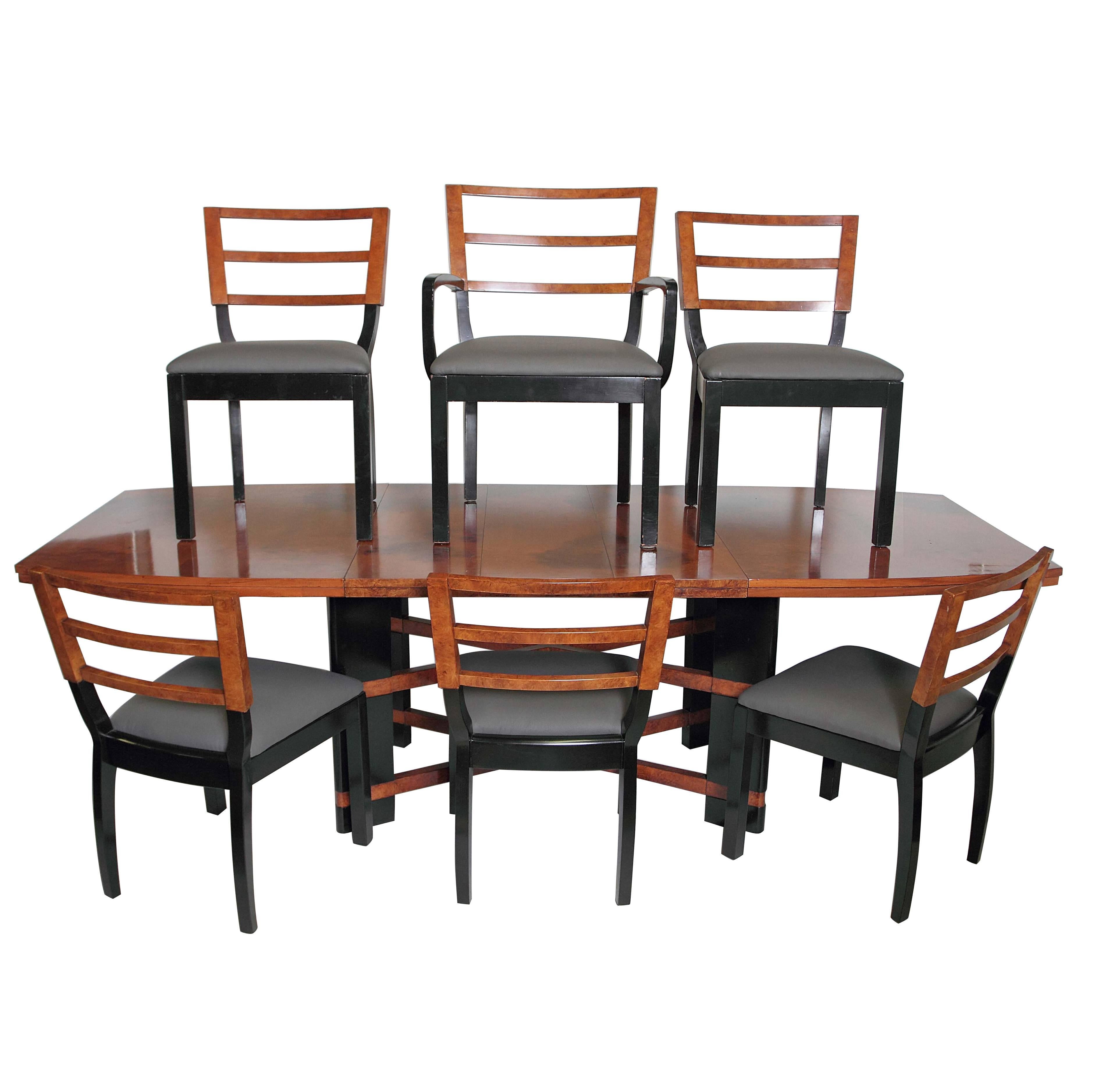 Art Deco Hastings Dining Table / Chairs Rare Double X-Base Teague / Deskey For Sale
