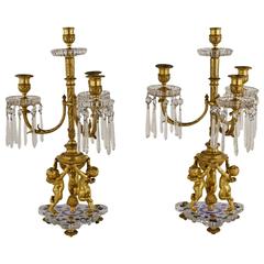 Paire de candélabres Baccarat montés sur bronze doré