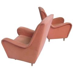 Pair of Large Italian Mid-Century Lounge Chairs by Paolo Buffa 1