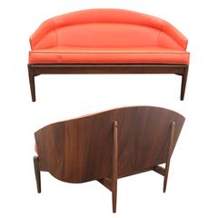 Pair of Mid-Century Modern Sculptural Walnut Sofas 2