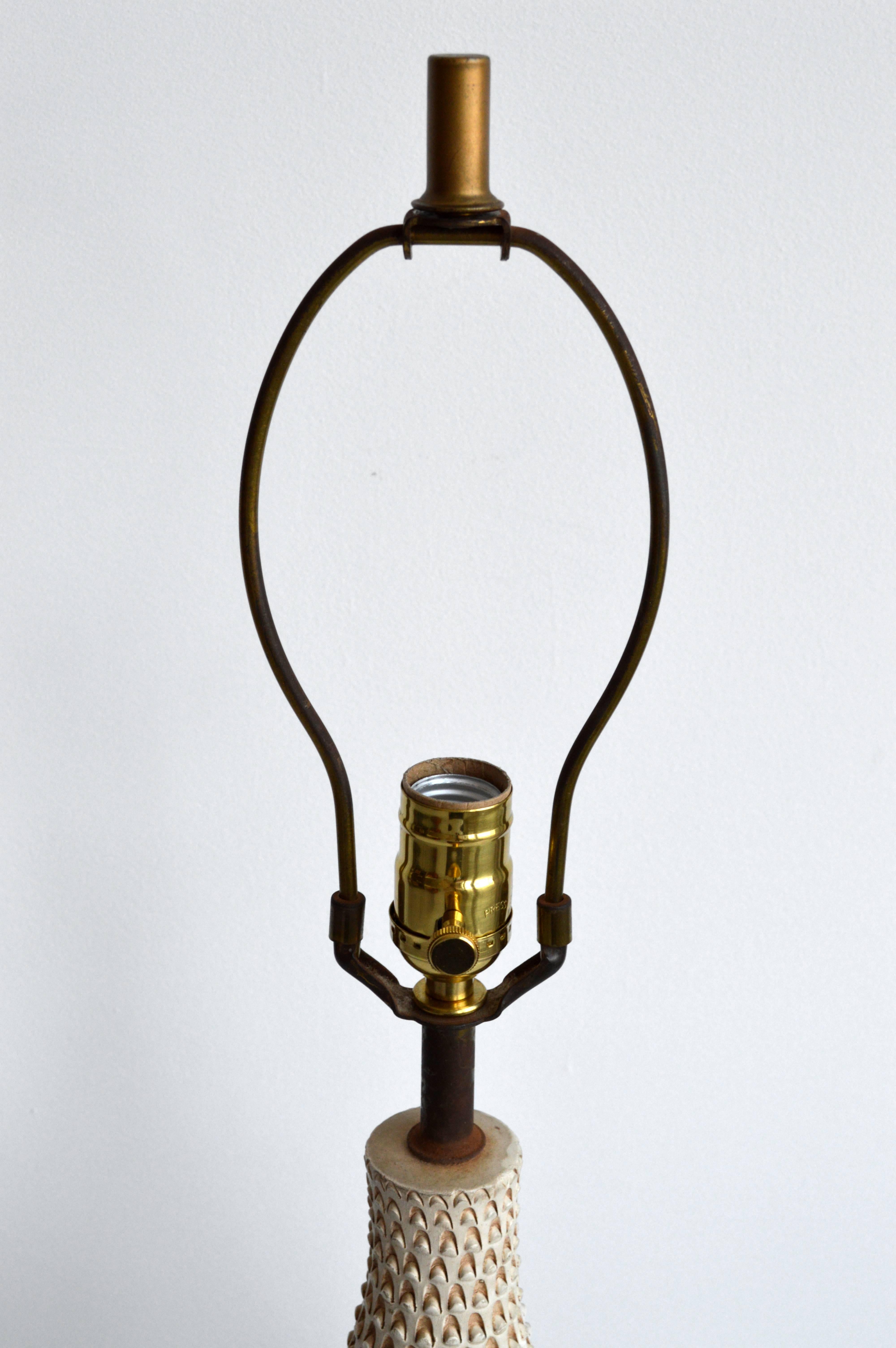 20th Century Textured Pottery Table Lamp