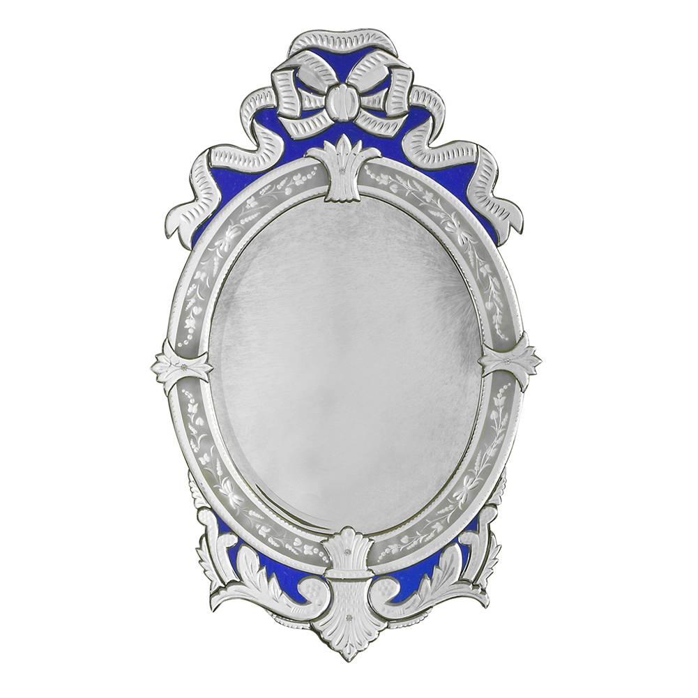 Oval Venetian Blue Ribbon Mirrors