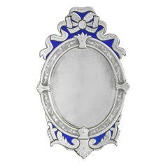 Miroirs vénitiens ovales à rubans bleus