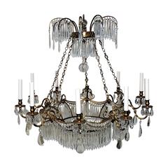 Outstanding Monumental French Gilt Bronze & Crystal Swag Neoclassical Chandelier