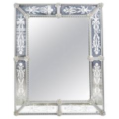 Engraved Mirror with Murano Glass