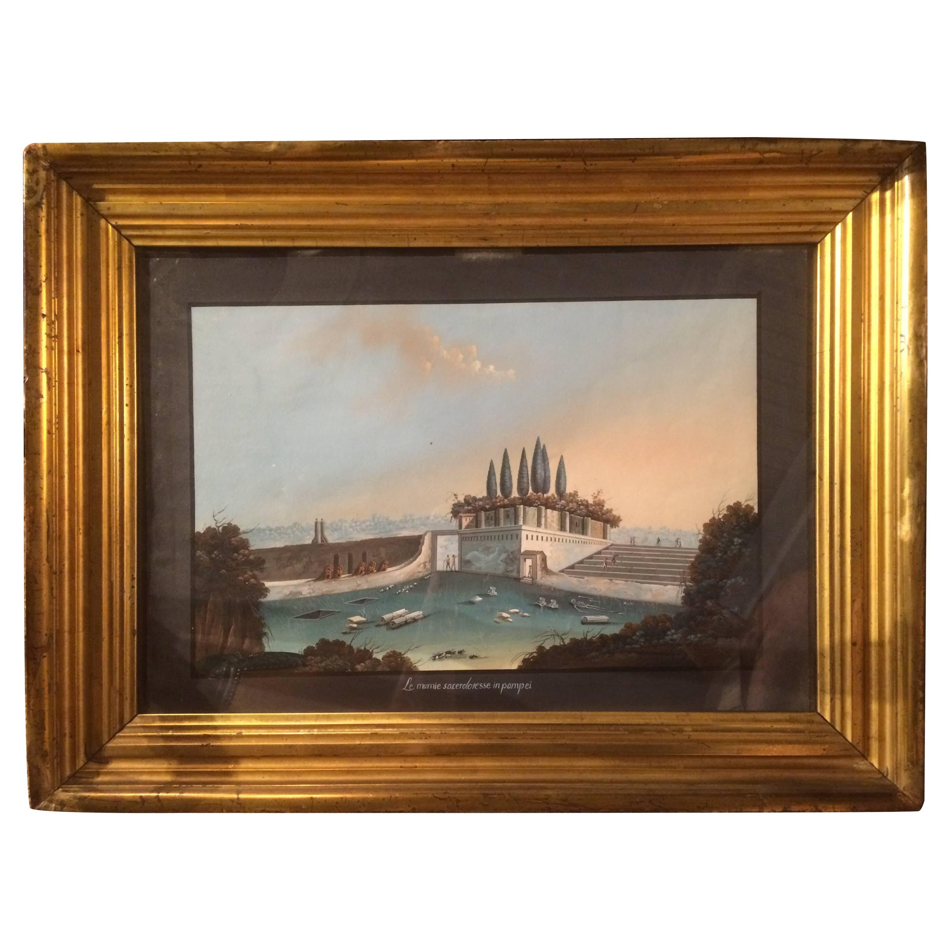 Neapolitan Gouache of Pompeii