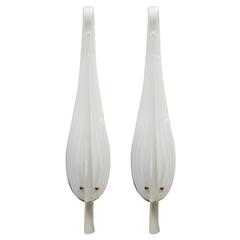 Pair of "Iris Leaf" Sconces in Murano Glass by Seguso