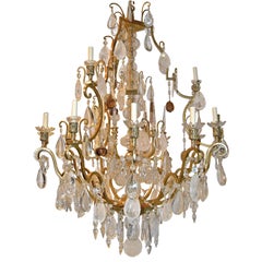 Large Neoclassic Rock Crystal Chandelier