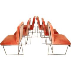 Six Sleek Milo Baughman Dining Chairs 10