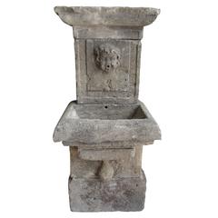 Small Carved Limestone Wall Fountain from France