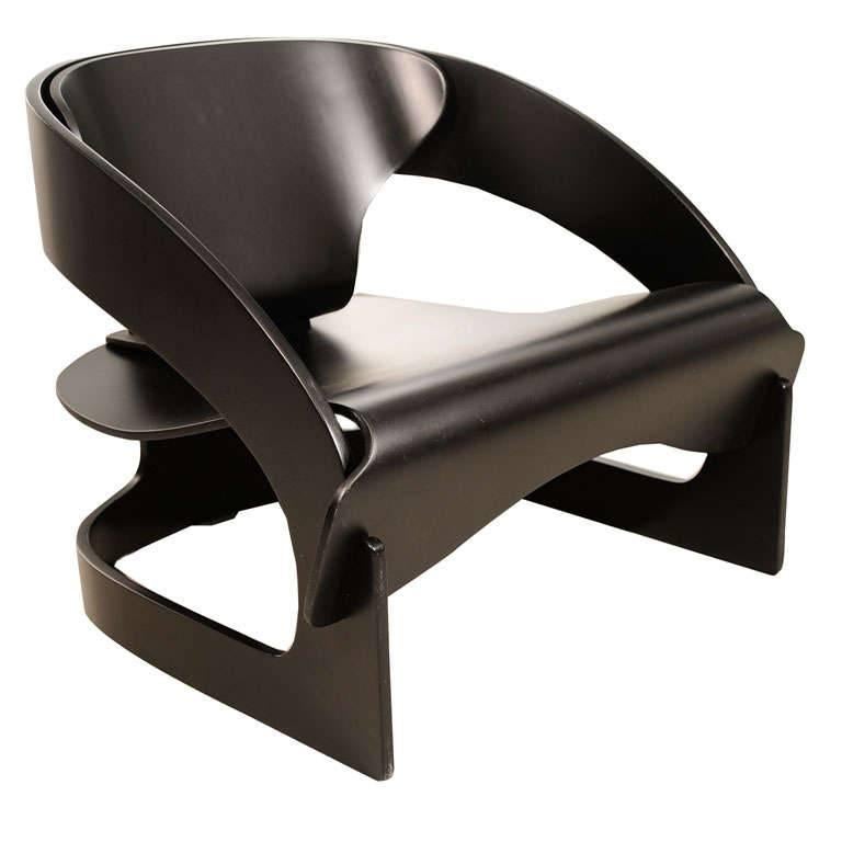 Joe Colombo Painted Bent Plywood Chair "4801" For Sale
