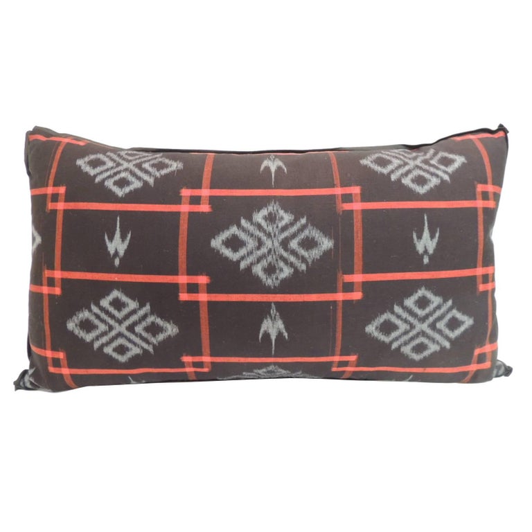 Vintage Woven Japanese Ikat Decorative Bolster Pillow For Sale at 1stdibs