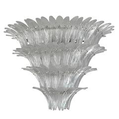 Italian Clear Murano Glass Palm Leaves Chandeliers 4