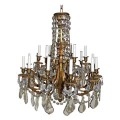 Beautiful French Empire Doré Bronze & Draped Crystal Eighteen-Light Chandelier 3