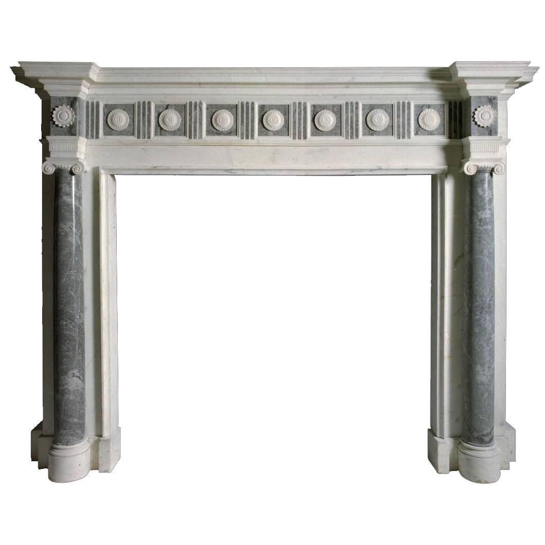  18th Century Reproduction Mantel in Statuary and Bardiglio Imperial Marble