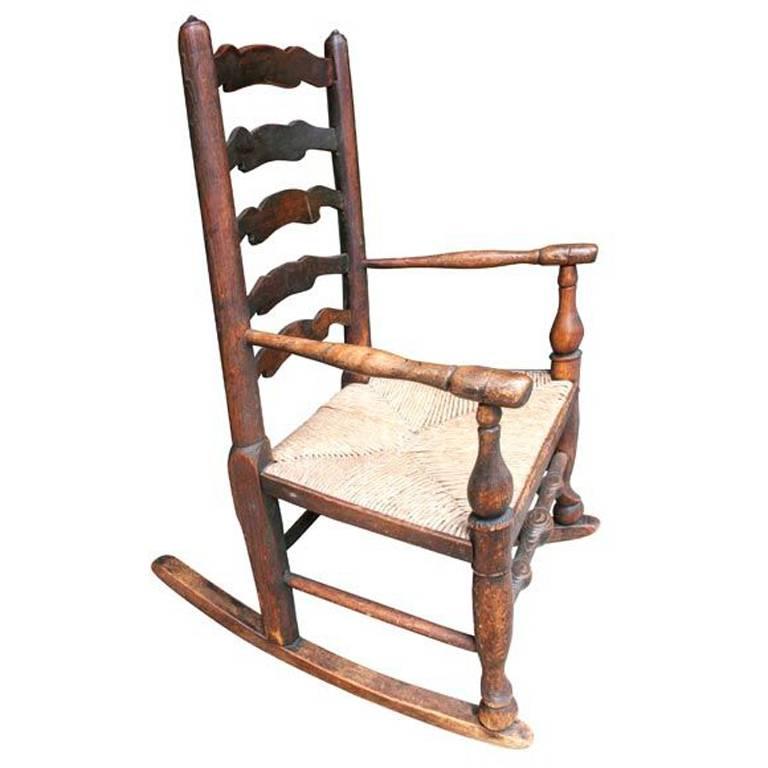 Charming 19th Century English Child's Rocking Chair, Great Old Color And Patina