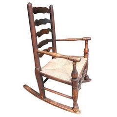 Antique Charming 19th Century English Child's Rocking Chair, Great Old Color And Patina