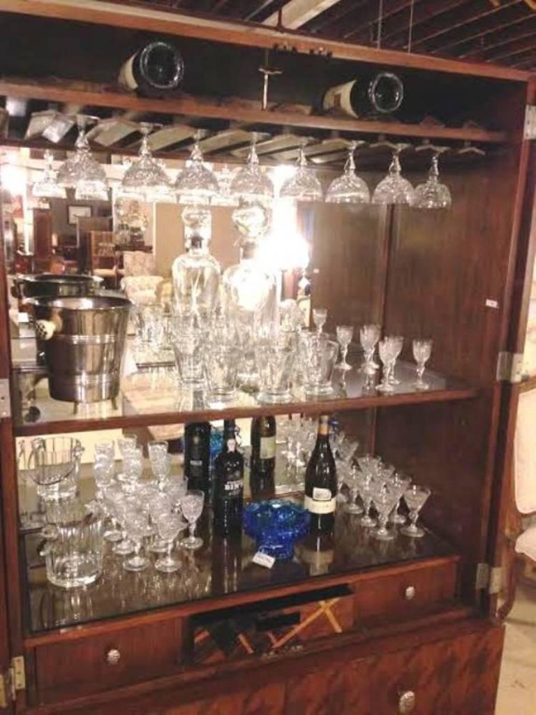 Jonathan Charles Two-Piece Wine Rack Bar Cabinet Beveled Mirror Back  3