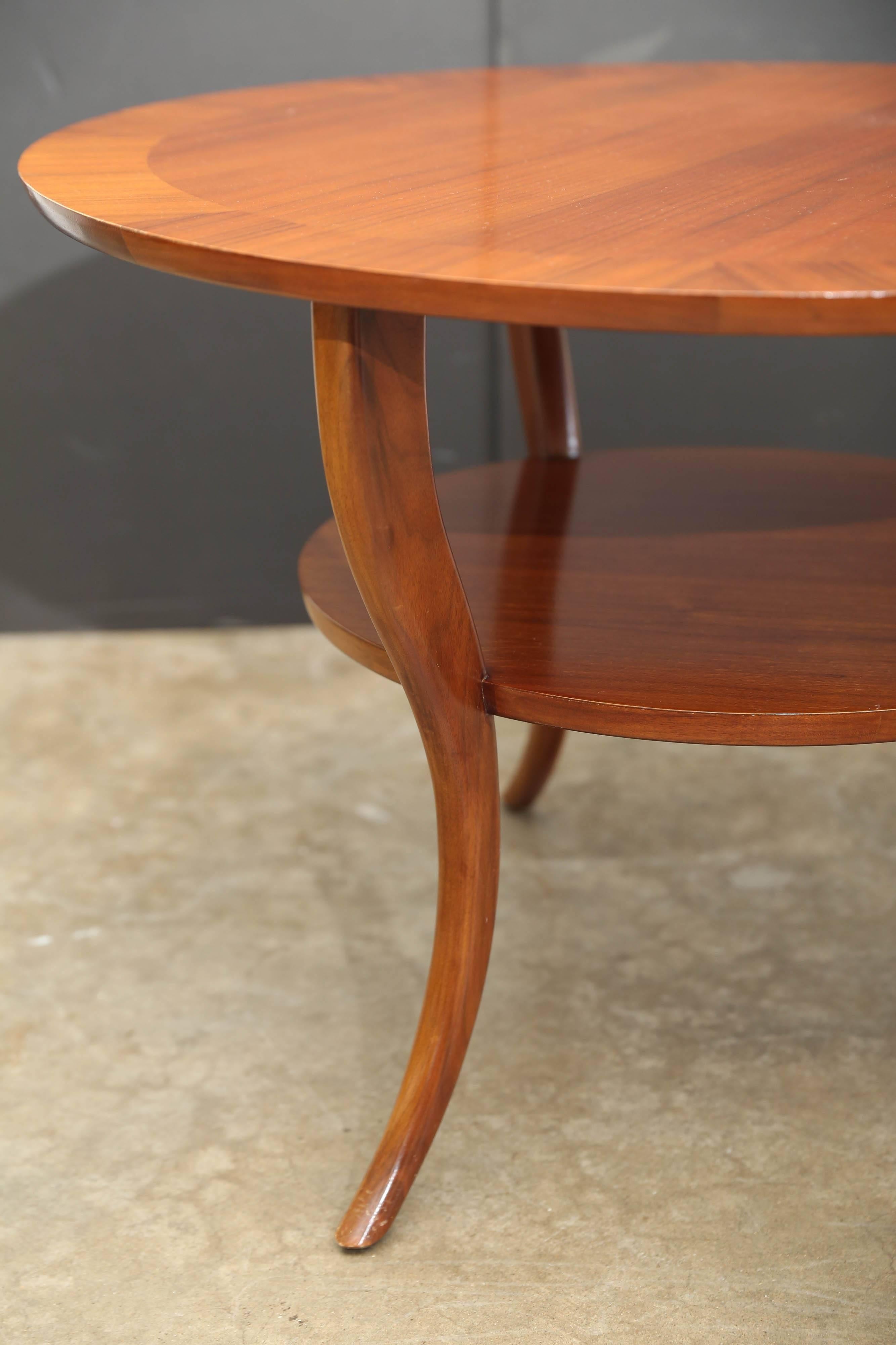 20th Century Two-Tier Walnut Saber Leg Occasional Table by Robsjohn-Gibbings for Widdicomb